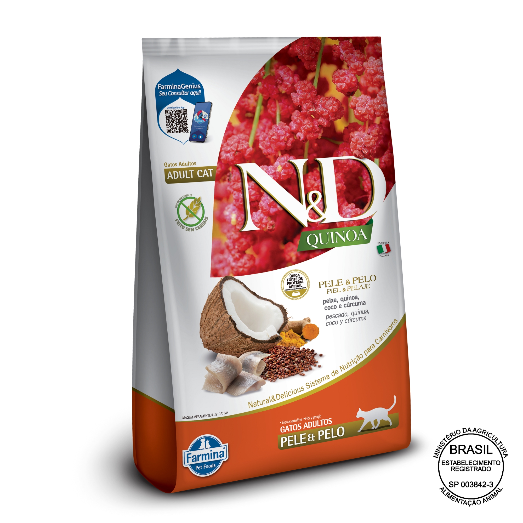 N&D Quinoa Pele e Pelo Gatos Adultos Pei ...
