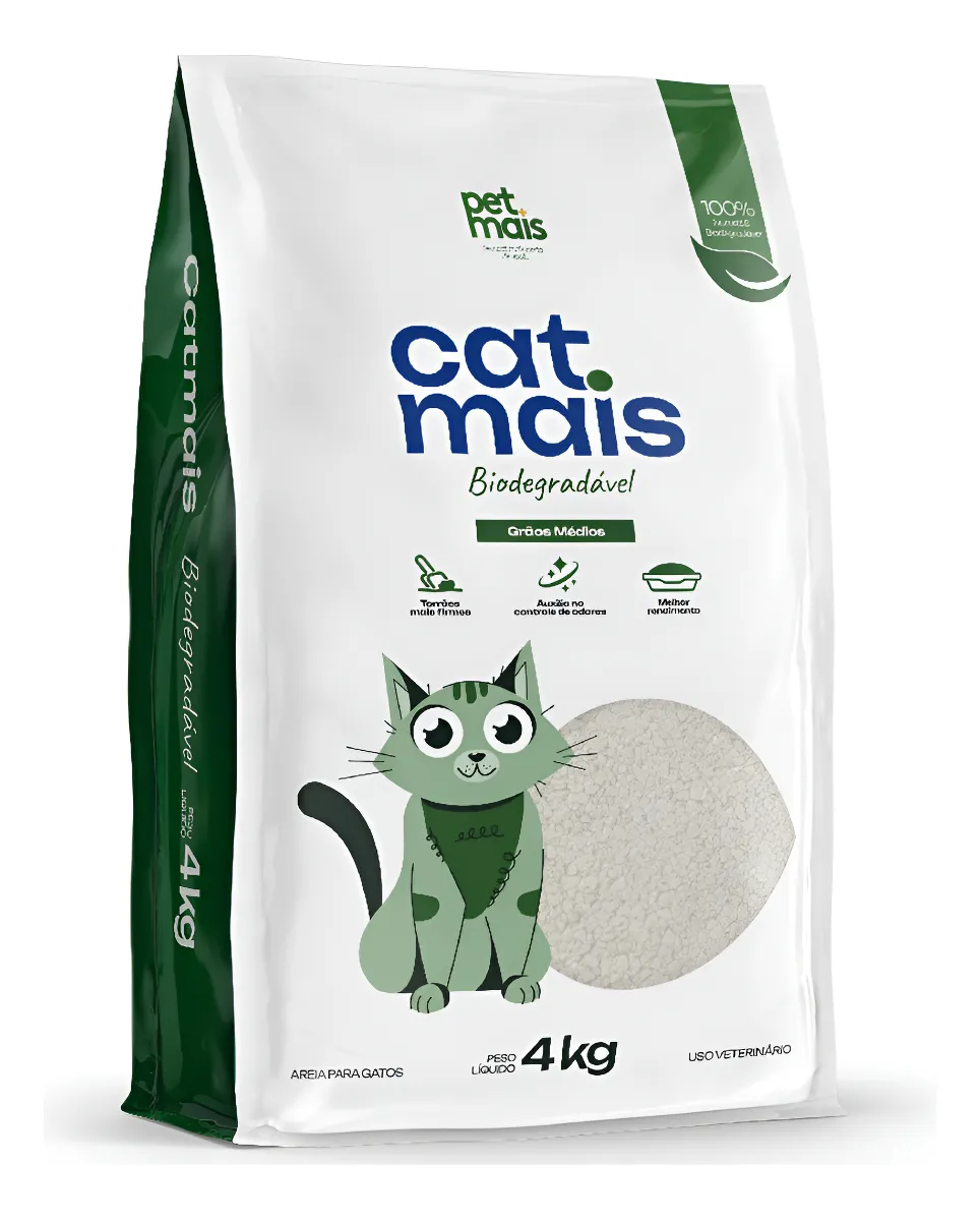 Areia CatMais Biodegradável 100% Natural 4Kg