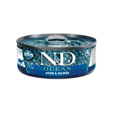 N&D Ocean Gatos Adultos Atum e Salmão 70g